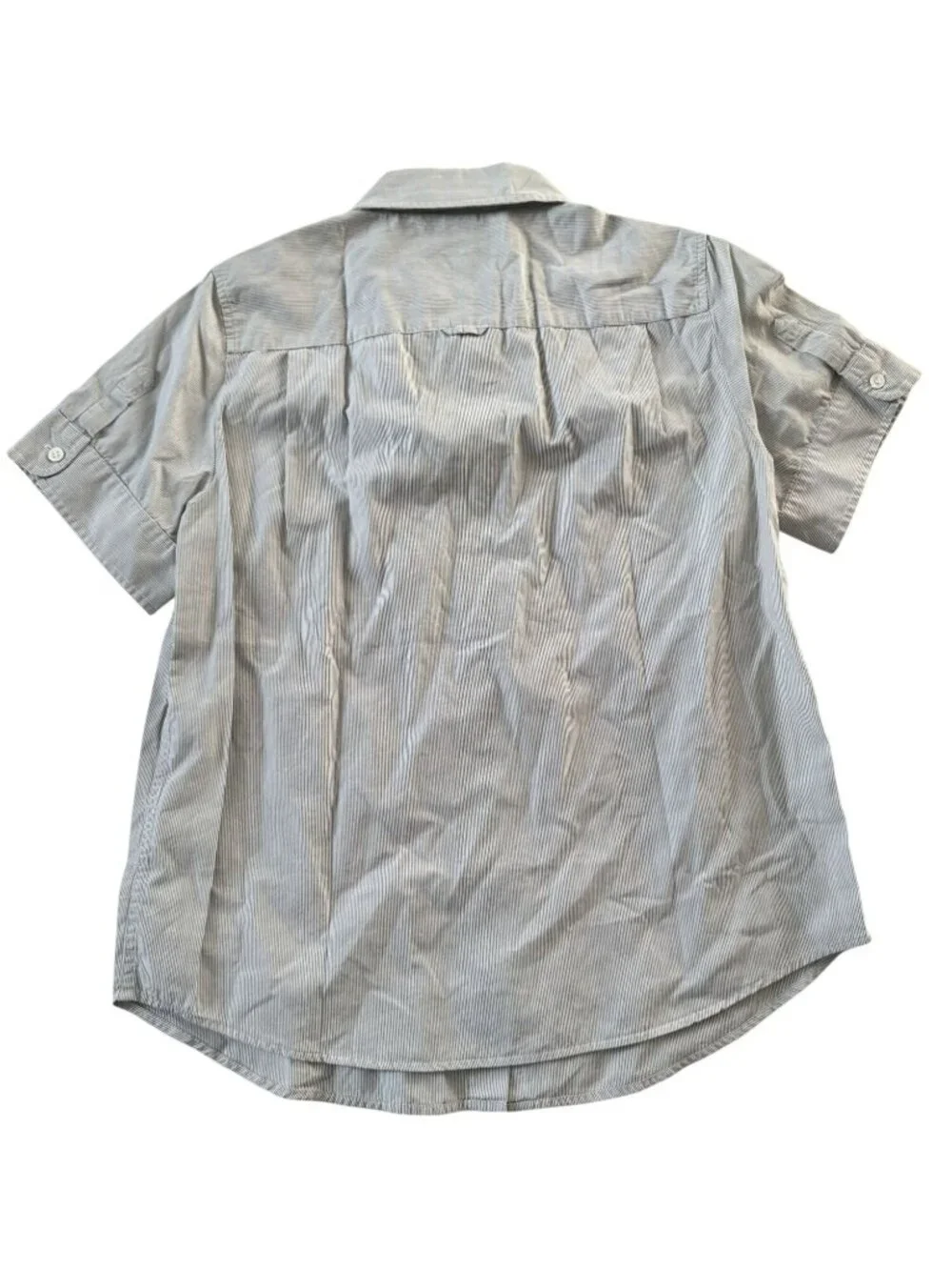 J.Crew Striped Shirt 12 Short Sleeve Button Down Cotton Blue White Style 82443